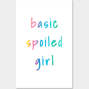 Basic Spoiled Girl Rainbow Tie Dye Watercolor Sticker for Girls Water Flask Sleepover Pillow Posters and Art